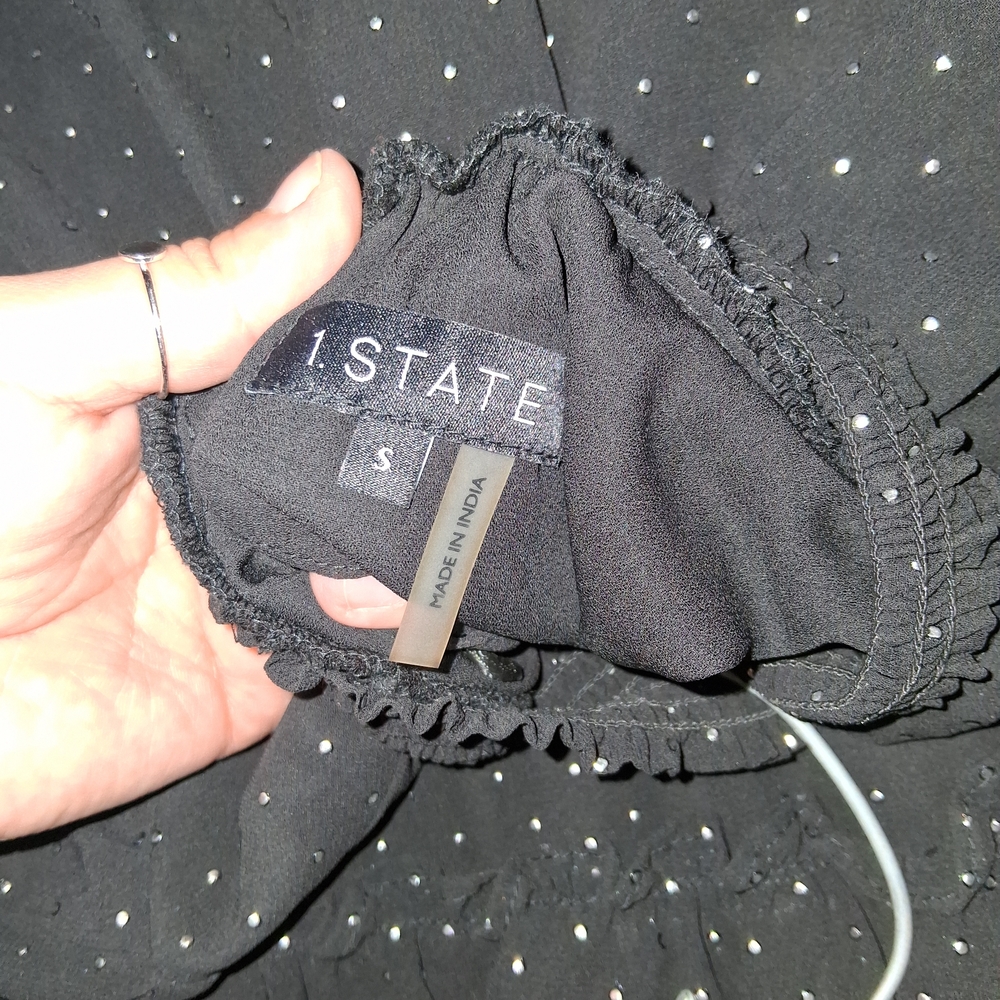 1.STATE Elegant Black Dress with Dots